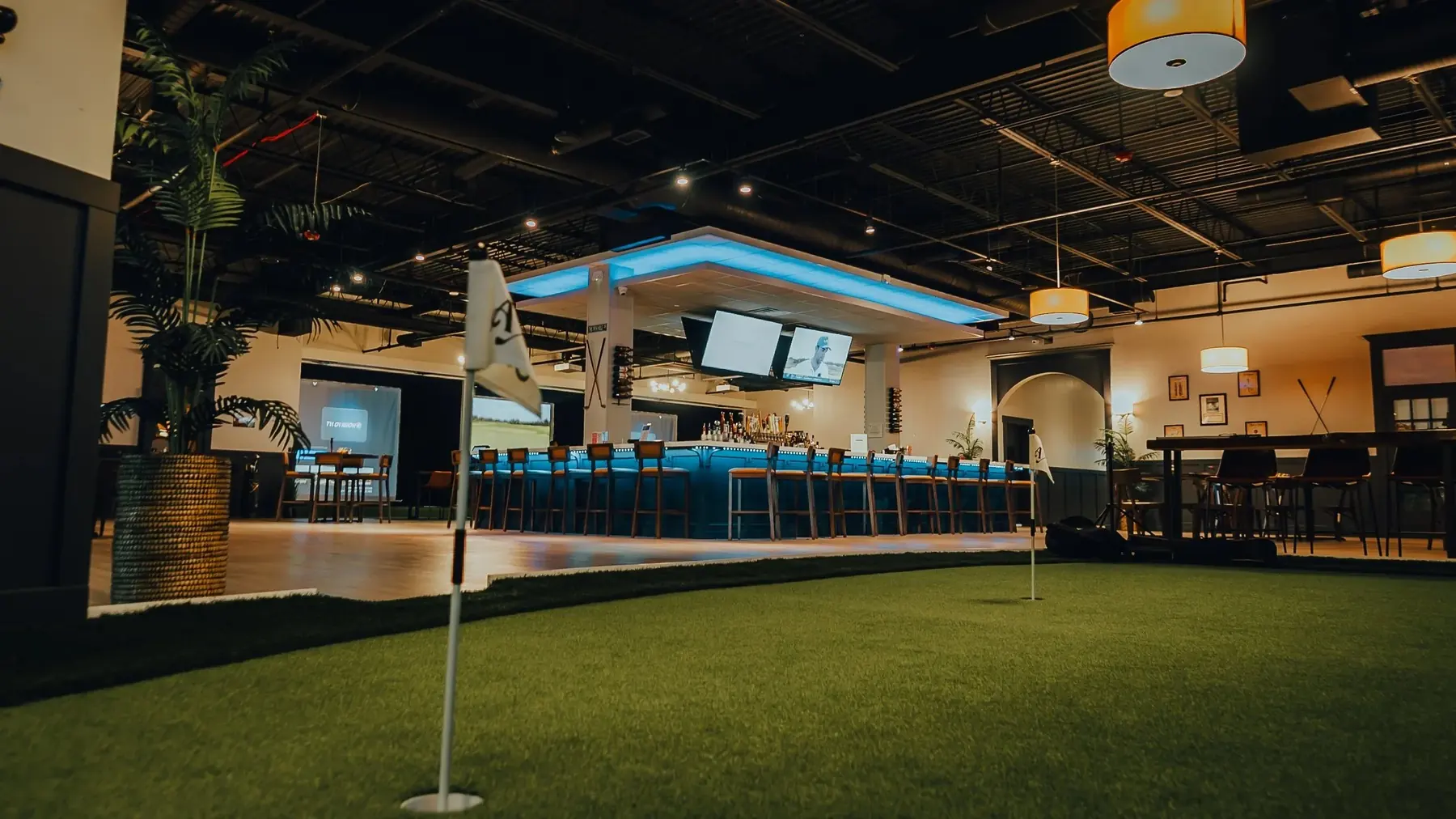 The bar and lounge area